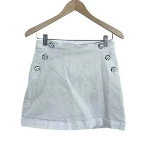 1901 White Denim Nautical Mini Skirt Anchor Buttons Preppy Women's Size 6